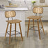 27.2” Counter Height Bar Stools with Rattan Back