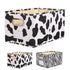 Fabric Storage Bin Foldable Basket Box Cow Print Cotton Linen