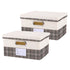 Lidded Storage Bins Cotton Linen Foldable Washable Basket, 2PCS