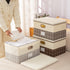 Lidded Storage Bins Cotton Linen Foldable Washable Basket, 2PCS