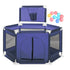 Foldable Safety Kids Baby PlayPen w Basketball Hoop 10 Balls Play Yard